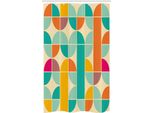 Abakuhaus Tenda Da Doccia Stretta Retrò, Funky Mosaic Forms, Set Decorativo Per Bagno In Tessuto Con Ganci, 120 X 180 Cm, Multicolore