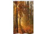 Abakuhaus Tenda Da Doccia Autunnale Stretta, Misty Herbstwald, Set Decorativo Per Bagno In Tessuto Con Ganci, 120 X 180 Cm, Arancione Marrone Verde