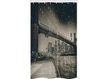 Abakuhaus New York Tenda Da Doccia Stretta, Brooklyn Bridge Night, Set Decorativo Per Bagno In Tessuto Con Ganci, 120 X 180 Cm, Nero Seppia Scuro