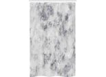 Abakuhaus Tenda Da Doccia Stretta In Marmo, Dettagli Granit Stormy, Set Decorativo Per Bagno In Tessuto Con Ganci, 120 X 180 Cm, Grigio Chiaro E Sabbia