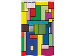 Abakuhaus Arte Tenda Da Doccia Stretta, Vivid Mondrian Squares, Set Decorativo Per Bagno In Tessuto Con Ganci, 120 X 180 Cm, Multicolore