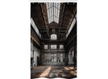 Abakuhaus Tenda Da Doccia Industriale Stretta, Alter Hangar, Set Decorativo Per Bagno In Tessuto Con Ganci, 120 X 180 Cm, Marrone Bianco Grigio