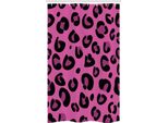 Abakuhaus Tenda Da Doccia Stretta Rosa Shocking, Pelle Di Leopardo, Set Decorativo Per Bagno In Tessuto Con Ganci, 120 X 180 Cm, Nero Rosa