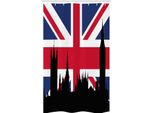 Abakuhaus Tenda Da Doccia Stretta Union Jack, Città Storica Del Regno Unito, Set Decorativo Per Bagno In Tessuto Con Ganci, 120 X 180 Cm, Blu Reale, Nero, Rosso