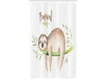 Abakuhaus Tenda Da Doccia Stretta Con Bradipo, Cucciolo Su Palma, Set Decorativo Per Bagno In Tessuto Con Ganci, 120 X 180 Cm, Marrone Chiaro E Verde