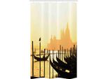 Abakuhaus Venezia Tenda Da Doccia Stretta, Città Romantica All'alba, Set Decorativo Per Bagno In Tessuto Con Ganci, 120 X 180 Cm, Senape E Nero