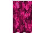 Abakuhaus Tenda Da Doccia Rosa Shocking Stretta, Cuori Sfocati, Set Decorativo Per Bagno In Tessuto Con Ganci, 120 X 180 Cm, Rosa Magenta