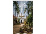 Abakuhaus Viaggio Tenda Da Doccia Stretta, Città Maya Con Palme, Set Decorativo Per Bagno In Tessuto Con Ganci, 120 X 180 Cm, Multicolore