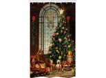 Abakuhaus Tenda Da Doccia Stretta Natalizia, Albero Di Natale, Set Di Decorazioni Per Il Bagno In Tessuto Con Ganci, 120 X 180 Cm, Marrone Verde Rosso