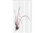 Abakuhaus Arte Tenda Da Doccia Stretta, Orchidea Tradizionale Ink, Set Decorativo Per Bagno In Tessuto Con Ganci, 120 X 180 Cm, Grigio Antracite Rosa