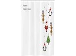 Abakuhaus Natale Tenda Da Doccia Stretta, A Righe, Set Decorativo Per Bagno In Tessuto Con Ganci, 120 X 180 Cm, Multicolore