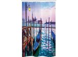 Abakuhaus Venezia Tenda Da Doccia Stretta, Vista Da Sogno Al Tramonto, Set Decorativo Per Bagno In Tessuto Con Ganci, 120 X 180 Cm, Viola Blu Marrone
