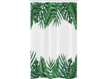 Abakuhaus Tenda Da Doccia Stretta Con Motivo Palme, Bosco E Campi, Set Decorativo Per Bagno In Tessuto Con Ganci, 120 X 180 Cm, Verde Cacciatore