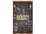 Abakuhaus Biologia Tenda Da Doccia Stretta, Biologia, Set Decorativo Per Bagno In Tessuto Con Ganci, 120 X 180 Cm, Giallo Chiaro Nero Marrone