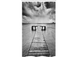 Abakuhaus Bianco E Nero Tenda Da Doccia Stretta, Old Pier Sul Mare, Set Decorativo Per Bagno In Tessuto Con Ganci, 120 X 180 Cm, Bianco E Nero