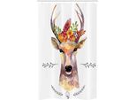Abakuhaus Indie Tenda Da Doccia Stretta, Aquarell Deer Rustic, Set Decorativo Per Bagno In Tessuto Con Ganci, 120 X 180 Cm, Multicolore