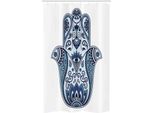 Abakuhaus Hamsa Tenda Da Doccia Stretta, Mistica, Set Decorativo Per Bagno In Tessuto Con Ganci, 120 X 180 Cm, Azzurro Chiaro
