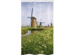 Abakuhaus Windmill Tenda Da Doccia Stretta, Primavera In Campagna, Set Decorativo Per Bagno In Tessuto Con Ganci, 120 X 180 Cm, Caffè Chiaro Azzurro