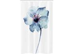 Abakuhaus Tenda Da Doccia Stretta In Acquerello, Primavera Flora, Set Decorativo Per Bagno In Tessuto Con Ganci, 120 X 180 Cm, Azzurro