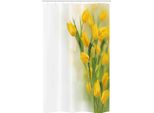Abakuhaus Tenda Da Doccia Stretta Con Fiori Gialli, Tulipani Romantici, Set Decorativo Per Bagno In Tessuto Con Ganci, 120 X 180 Cm, Verde Felce Senape