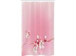 Abakuhaus Tenda Da Doccia Stretta Color Pesca, Ciliegio Giapponese In Fiore, Set Decorativo Per Bagno In Tessuto Con Ganci, 120 X 180 Cm, Bianco Rosa