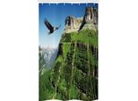 Abakuhaus Adler Tenda Da Doccia Stretta, Vogelberg Fly, Set Decorativo Per Bagno In Tessuto Con Ganci, 120 X 180 Cm, Verde Blu Nero