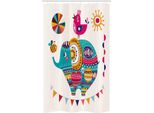 Abakuhaus Asilo Nido Tenda Da Doccia Stretta, Elefante Uccello Arte, Set Decorativo Per Bagno In Tessuto Con Ganci, 120 X 180 Cm, Multicolore