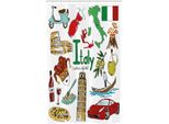 Abakuhaus Italia Tenda Da Doccia Stretta, Divertente Stile Sketch Colorato, Set Decorativo Per Bagno In Tessuto Con Ganci, 120 X 180 Cm, Multicolore