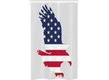 Abakuhaus Adler Tenda Da Doccia Stretta, Stars And Stripes Usa, Set Decorativo Per Bagno In Tessuto Con Ganci, 120 X 180 Cm, Corallo Scuro Blu Navy
