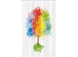 Abakuhaus Tenda Da Doccia Stretta Arcobaleno, Albero Astratto Natura, Set Decorativo Per Bagno In Tessuto Con Ganci, 120 X 180 Cm, Multicolore