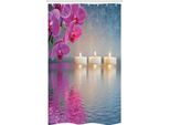 Abakuhaus Zen Tenda Da Doccia Stretta, Candela Giapponese Sakura, Set Decorativo Per Bagno In Tessuto Con Ganci, 120 X 180 Cm, Lavanda Blu Rosa