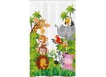 Abakuhaus Asilo Nido Tenda Da Doccia Stretta, Cartoon Zoo Mascots, Set Decorativo Per Bagno In Tessuto Con Ganci, 120 X 180 Cm, Multicolore