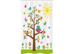 Abakuhaus Asilo Nido Tenda Da Doccia Stretta, Gufo Colorato Sull'albero, Set Decorativo Per Bagno In Tessuto Con Ganci, 120 X 180 Cm, Multicolore