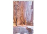 Abakuhaus Tenda Da Doccia Stretta Invernale, Scena Notturna Con Alberi Ghiacciati, Set Decorativo Per Bagno In Tessuto Con Ganci, 120 X 180 Cm, Salmone Bianco