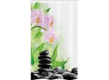 Abakuhaus Spa Tenda Da Doccia Stretta, Pietre Di Basalto Orchid, Set Decorativo Per Bagno In Tessuto Con Ganci, 120 X 180 Cm, Nero Verde Rosa