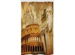 Abakuhaus Tenda Da Doccia Stretta Retrò, Tema Impero Romano, Set Decorativo Per Bagno In Tessuto Con Ganci, 120 X 180 Cm, Arancione Marrone
