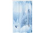 Abakuhaus Tenda Da Doccia Stretta Invernale, Wonderland Natale, Set Decorativo Per Bagno In Tessuto Con Ganci, 120 X 180 Cm, Blu E Bianco