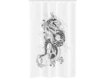 Abakuhaus Drachen Tenda Da Doccia Stretta, Sketch Art Monster, Set Decorativo Per Bagno In Tessuto Con Ganci, 120 X 180 Cm, Bianco Nero