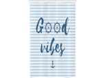 Abakuhaus Good Vibes Tenda Da Doccia Stretta, Nautical Maritime, Set Decorativo Per Bagno In Tessuto Con Ganci, 120 X 180 Cm, Blu Notte Azzurro