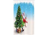 Abakuhaus Babbo Natale Tenda Da Doccia Stretta, Regali Delle Renne Di Natale, Set Decorativo Per Bagno In Tessuto Con Ganci, 120 X 180 Cm, Multicolore
