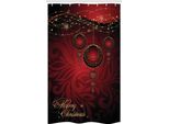 Abakuhaus Natale Tenda Da Doccia Stretta, Yuletide Celebration, Set Decorativo Per Bagno In Tessuto Con Ganci, 120 X 180 Cm, Giallo Rubino Bordeaux