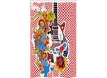 Abakuhaus Musica Rock Tenda Da Doccia Stretta, Chitarra Ispirata Agli Anni '60, Set Decorativo Per Bagno In Tessuto Con Ganci, 120 X 180 Cm, Multicolore