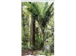 Abakuhaus Tenda Da Doccia Stretta Wald, Disegno Jungle Con Foglie, Set Decorativo Per Bagno In Tessuto Con Ganci, 120 X 180 Cm, Verde Marrone