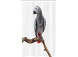 Abakuhaus Tenda Da Doccia Grigia Stretta, Pappagallo Su Un Ramo, Set Decorativo Per Bagno In Tessuto Con Ganci, 120 X 180 Cm, Multicolore