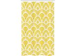 Abakuhaus Tenda Da Doccia Stretta Gialla, Squame Giapponesi Vintage, Set Decorativo Per Bagno In Tessuto Con Ganci, 120 X 180 Cm, Giallo Bianco