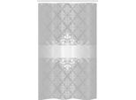 Abakuhaus Tenda Da Doccia Stretta Grigia, Motivo Floreale Classico, Set Decorativo Per Bagno In Tessuto Con Ganci, 120 X 180 Cm, Grigio