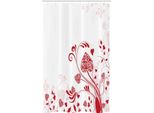 Abakuhaus Rosso Tenda Da Doccia Stretta, Garden Romance Heart, Set Decorativo Per Bagno In Tessuto Con Ganci, 120 X 180 Cm, Bianco Rosso