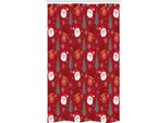 Abakuhaus Rosso Tenda Da Doccia Stretta, Merry Xmas Cartoon Natale, Set Decorativo Per Bagno In Tessuto Con Ganci, 120 X 180 Cm, Rosso Multicolore