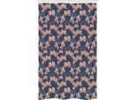 Abakuhaus Tenda Da Doccia Stretta Con Motivi Floreali, Magnolia Flowers Japan, Set Decorativo Per Bagno In Tessuto Con Ganci, 120 X 180 Cm, Blu Scuro E Rosso Corallo