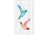 Abakuhaus Tenda Da Doccia Stretta Acquerellata, Colibrì Colorato, Set Decorativo Per Bagno In Tessuto Con Ganci, 120 X 180 Cm, Multicolore